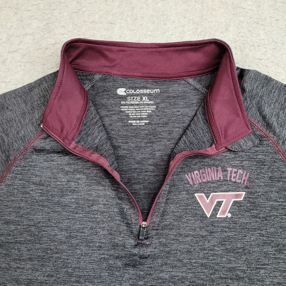 Virginia Tech Hokies Colosseum 1/4 Zip Womens XL Gray‎ Pullover Mock Neck - Picture 3 of 8